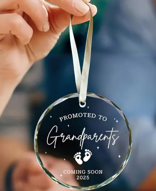 Promoted to Grandparent Announcement Glass Ornament