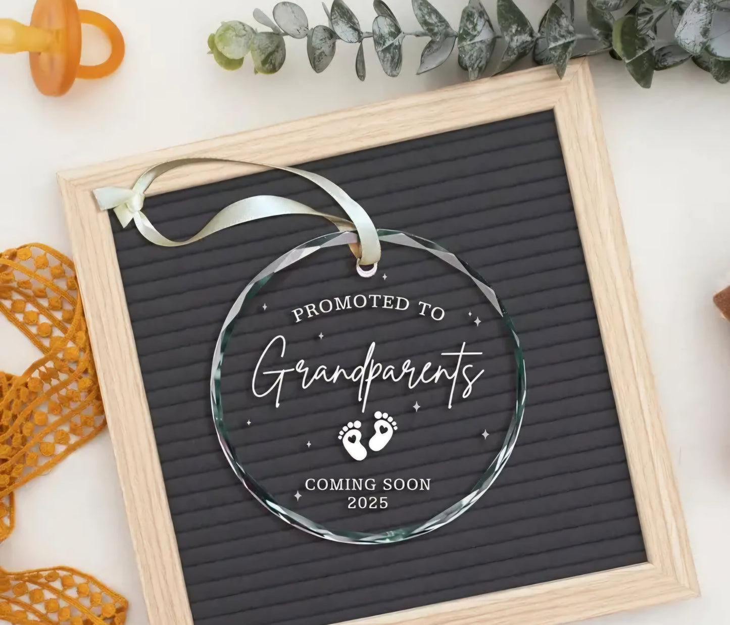 Promoted to Grandparent Announcement Glass Ornament