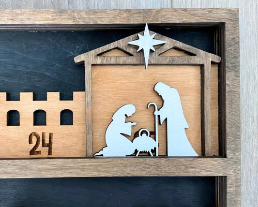 Wooden Nativity Advent Calender