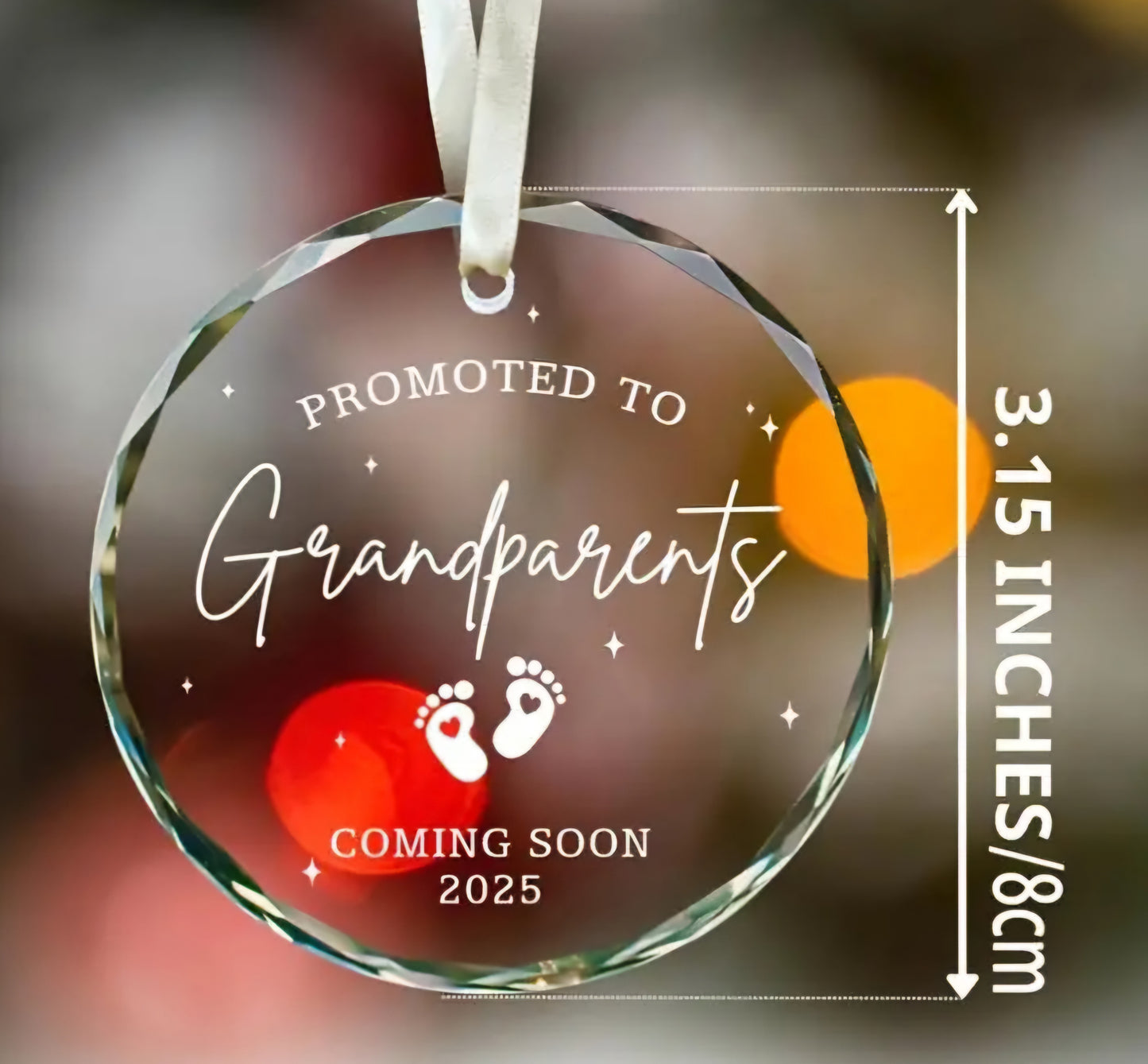 Promoted to Grandparent Announcement Glass Ornament